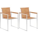  Vrtni stoli z blazinami 2 kosa trdna tikovina in jeklo, (20964889) | Shoptok.si