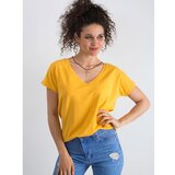 Fashion Hunters V-neck cotton t-shirt, light orange plava | siva | narandžasta Cene