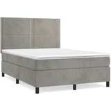 The Living Store Box spring postelja z vzmetnico svetlo siva 140x200 cm žamet - Box Spring Postelja, (21489474) | Shoptok.si
