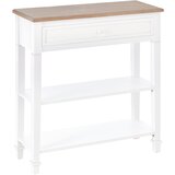 HOMCOM Konzolna mizica v beli in leseni barvi s predalom in dvema policama, MDF kavna mizica, 75,6 x 27,5 x 80,5 cm, (20745590) | Shoptok.si