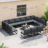  Sjedeća garnitura za vrt s jastukom 14 pcs Crna Aluminij | shoptok.hr