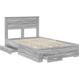  Krevetna konstrukcija s ladicama Siva Sonoma 135 x 190 cm | shoptok.hr