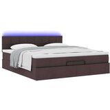 vidaXL Otomanski krevet s madracem i LED tamnosmeđi 160x200cm tkanine | shoptok.hr