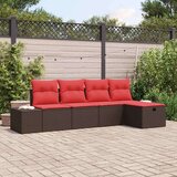  Vrtna sedežna garnitura z blazino 5 pcs Rjava poli ratan, (5000146129) | Shoptok.si