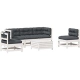  The Living Store Vrtna sedežna garnitura 6-delna z blazinami bela trdna borovina - Vrtna Sedežna Garnitura, (21447082) | Shoptok.si