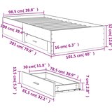  Okvir kreveta s ladicama siva boja betona 100x200 cm drveni | shoptok.hr