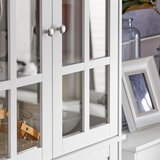 SoBuy Visoka omarica za kuhinjski mobilni bife v leseni beli omarici, (21338237) | Shoptok.si