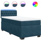 Box spring krevet s madracem plavi 90x190 cm baršunasti | shoptok.hr