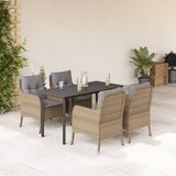  5-dijelni vrtni blagovaonski set od poliratana s jastucima bež Dužina stola 140 cm | shoptok.hr