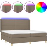  box spring s madracem LED smeđesivi 200x200 cm tkanina | shoptok.hr