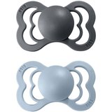 Bibs Supreme Natural Rubber Size 1: 0+ months duda Iron / Baby Blue 2 kos Cene