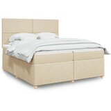 Krevet s oprugama i madracem krem 200 x 200 cm od tkanine | shoptok.hr