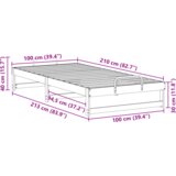 vidaXL Krevetni okvir z ročaji Rjava 100 x 210 cm Trdna borovina | Shoptok.si