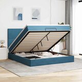 vidaXL Otomanski posteljni okvir z vzmetnicami moder 160x200 cm žamet, (22054112) | Shoptok.si