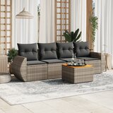 Maison Chic Seti vrtnega pohištva - Vrtna garnitura - Vrtni pohištvo set 5-delna z blazinami siv poli ratan, (21815591) | Shoptok.si