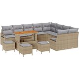  Set sofe od 13 dijelova s jastučićima bež poli ratan akacija 2-sjedna vrtna sofa s odlaganjem i jastučićima bež poli ratan set | shoptok.hr