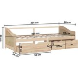 vidaXL trosjed / dnevni ležaj s ladicama 90x200 cm od masivne borovine | shoptok.hr