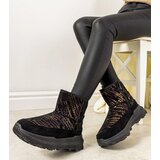 Gemre Black and Gold Women's Snow Boots Crescent | shoptok.hr