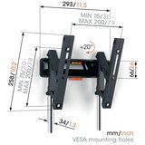 Vogels TVM 3215 Schwarz TV-Wandhalterung 19-43", tilt 15°, Vesa 200x200, max. 15 kg | Shoptok.si