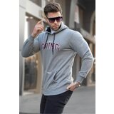 Madmext Men's Gray Printed Hoodie Sweatshirt Cene