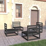 Maison Chic Seti vrtnega pohištva - Vrtna garnitura - Vrtni pohištvo set 4-delna črna trdna borovina, (21819193) | Shoptok.si