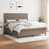  The Living Store Box spring postelja z vzmetnico taupe 160x200 cm blago - Box Spring Postelja, (21514662) Cene