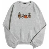 K&H TWENTY-ONE Women's Gray Oversize Coffee Printed Sweatshirt Cene