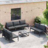 vidaXL Sjedeća garnitura za vrt 7 pcs Antracit Čelik | shoptok.hr