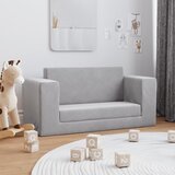 vidaXL Raztegljiv otroški kavč dvosed svetlo siv mehak pliš | Shoptok.si