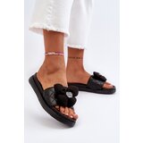 Boto Women's Slides with Ornament on Low Platform Black Cedrella Cene