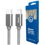 X Wave kabl usb tip-c za iphone 2M 3A,lightning aluminium,upleteni,tamno sivi | ePonuda.com