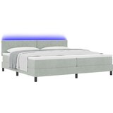vidaXL Krevet s podnicom i madracem & LED svjetlom svijetlo siva 200x200 cm baršun | shoptok.hr