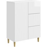 vidaXL Strani šal Bela visok sijaj 66 x 34,5 x 90 cm Inženirski les, (5000217838) | Shoptok.si