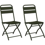 VidaXL Sklopive vrtne stolice 2 kom tamnozelene 42x52x82 cm čelik obložen prahom VidaXL Sklopive vrtne stolice 2 kom tamnozelene 42x52x82 cm čelik obložen prahom Slike