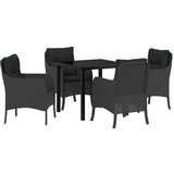 vidaXL Vrtni set za objed s jastukom 5 pcs Crna Poli ratan | shoptok.hr