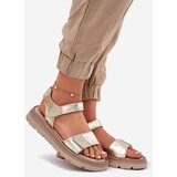 Zazoo Ladies leather sandals on platform gold 40443 | shoptok.hr