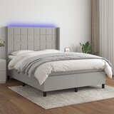  Krevet box spring s madracem LED svjetlosivi 140x200 cm tkanina | shoptok.hr