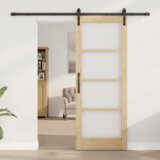 vidaXL Drsna vrata s kompletom mehanizma 'ORKDAL'78x202 cm, Notranja vrata s steklom 'ORKDAL'78x202x4 cm iz trdnega borovega lesa | Shoptok.si