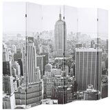 Furnova Zložljiv paravan 228x170 cm New York podnevi črn in bel, (21929863) | Shoptok.si