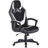 GAMING STOL kovina, umetna masa, tekstil siva, črna, bela