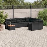 vidaXL 10-dijelni set vrtnih sofa s jastucima crni od poliratana | shoptok.hr