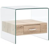  Stolić za kavu s ladicom 50 x 50 x 45 cm od kaljenog stakla | shoptok.hr