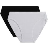 DIM COTTON BIO MINISLIP 2x - Women's cotton panties 2 pcs - black - white Cijene
