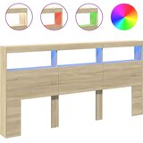 vidaXL Ormarić za uzglavlje s LED svjetlima boja hrasta 200x17x102 cm | shoptok.hr