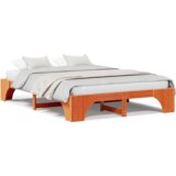 vidaXL Posteljni okvir Voščena rjava Trden les 140 x 200 cm Trden | Shoptok.si