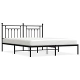 Maison Chic Kovinski Posteljni okvir - Dvoposteljna postelja - Zakonska postelja z vzglavjem črn 160x200 cm, (21693311) | Shoptok.si