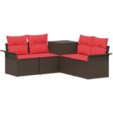  Set sofe 5 kom. Smeđa i crvena Poli Rattan i čelik | shoptok.hr