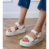 D/CEO White platform sandals with Velcro straps Areka | Shoptok.si