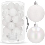  Set Božićnih Kuglica Bijele Boje - 30 Komada (4 / 5 / 6 cm) | shoptok.hr