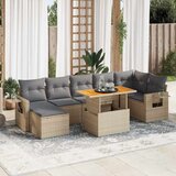 vidaXL Vrtna sedežna garnitura 8-delna z blazinami bež poli ratan | Shoptok.si